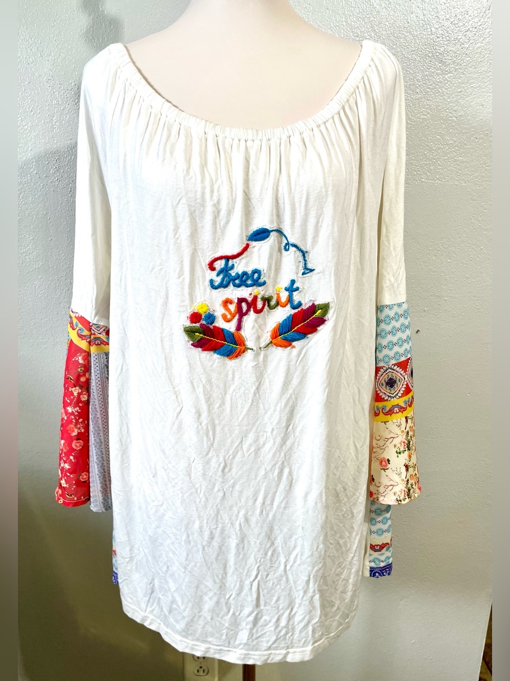 Avani Del Amour Free Spirit Embroidered Peasant Tunic Boho Festival XL Oversized